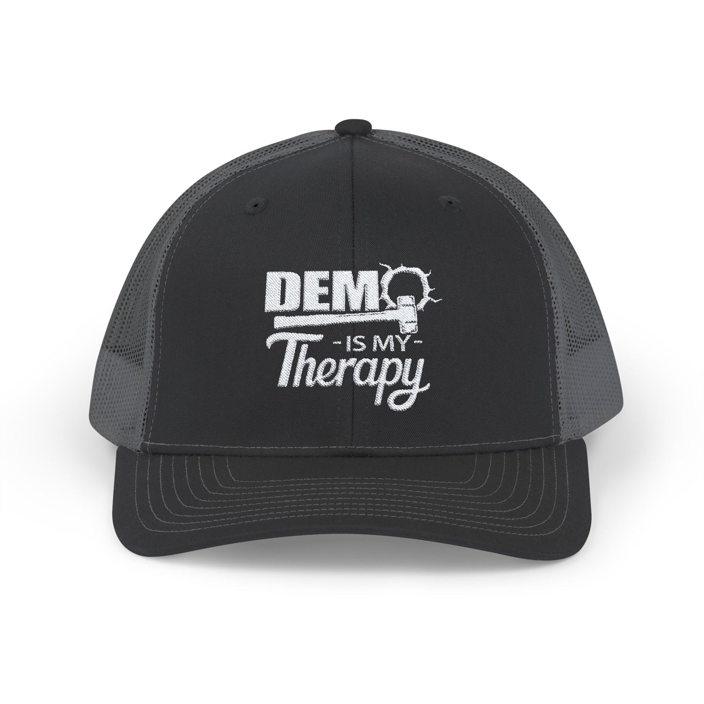 DEMO Is My Therapy EMBROIDERED HAT | Trucker Cap for Demolition Enthusiast | Gift for Construction Remodeling