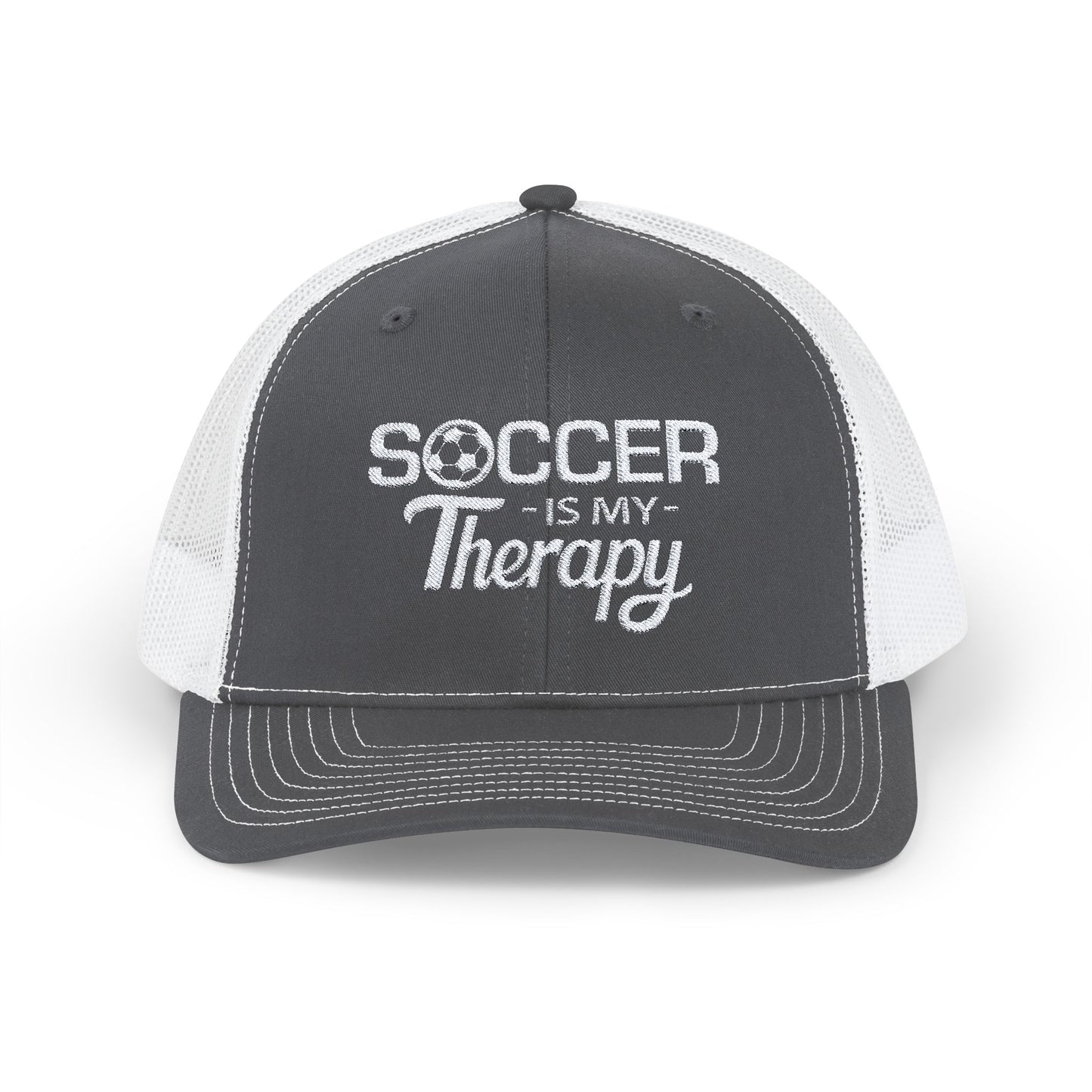 SOCCER Is My Therapy EMBROIDERED HAT | Trucker Cap for Soccer Lovers | Gift for Soccer Players, Coach