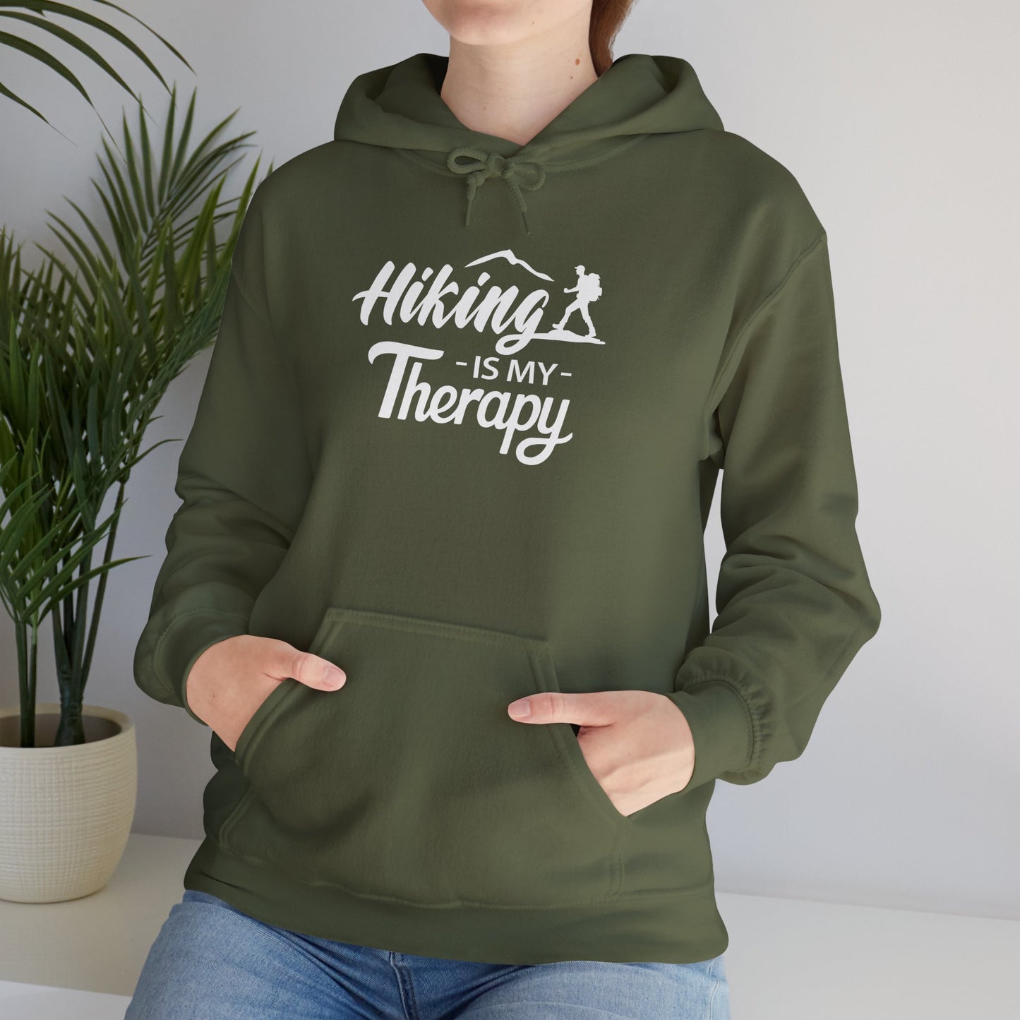 HIKING Is My Therapy HOODIE | Inspirational Unisex Hooded Sweatshirt for Hikers | Gift for Hiking Lover Outdoor Enthusiasts