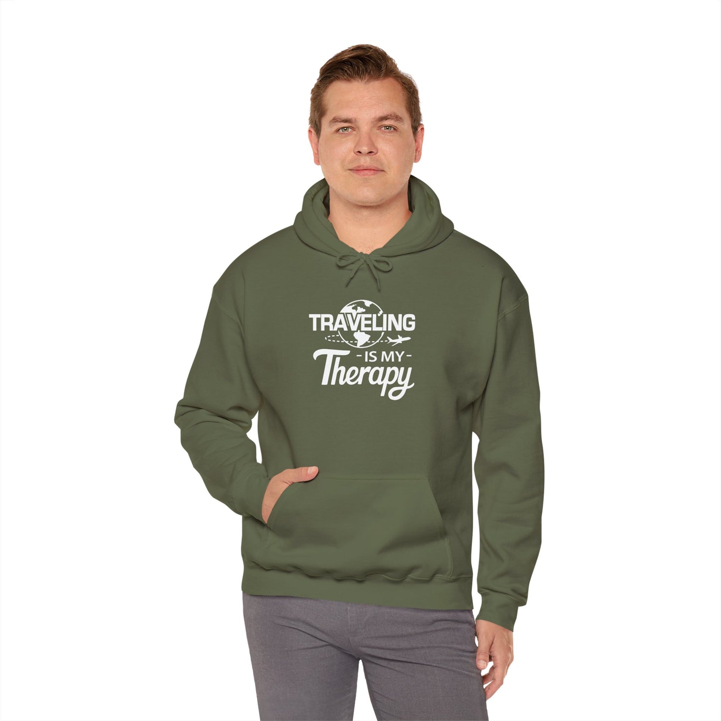 TRAVELING Is My Therapy HOODIE | Inspirational Unisex Hooded Sweatshirt for Travel Lovers | Gift for Explorers