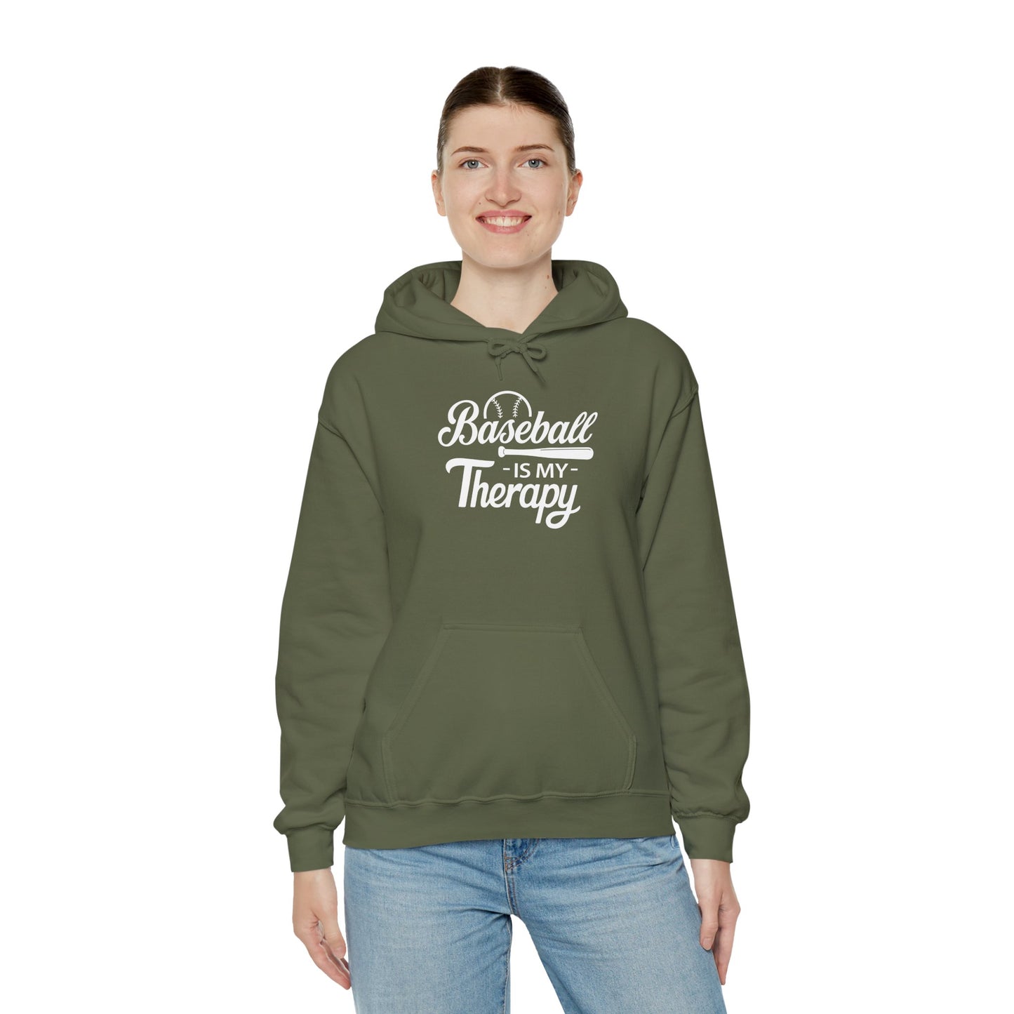 BASEBALL Is My Therapy HOODIE | Inspirational Unisex Hooded Sweatshirt for Baseball Lovers | Gift for Baseball Players and Coach