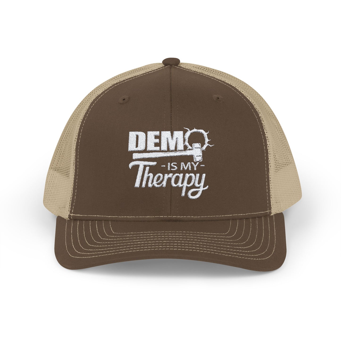 DEMO Is My Therapy EMBROIDERED HAT | Trucker Cap for Demolition Enthusiast | Gift for Construction Remodeling