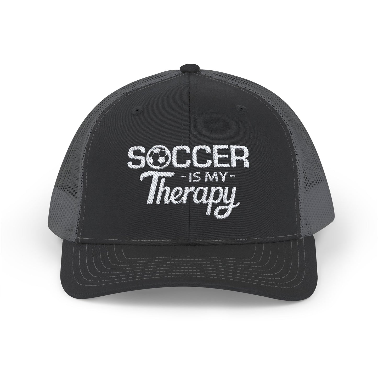 SOCCER Is My Therapy EMBROIDERED HAT | Trucker Cap for Soccer Lovers | Gift for Soccer Players, Coach