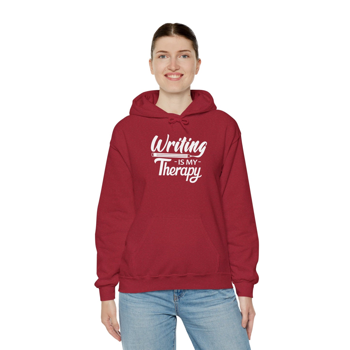 WRITING Is My Therapy HOODIE | Inspirational Unisex Hooded Sweatshirt for Writers | Gift for Authors, Poets, Bloggers