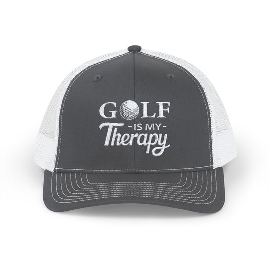 GOLF Is My Therapy EMBROIDERED HAT | Trucker Cap for Golf Lovers | Gift for Golf Enthusiasts