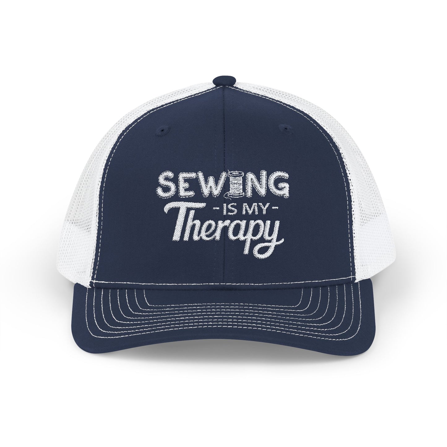 SEWING Is My Therapy EMBROIDERED HAT | Trucker Cap for for Sewing Enthusiast | Gift for Crafter, Seamstress