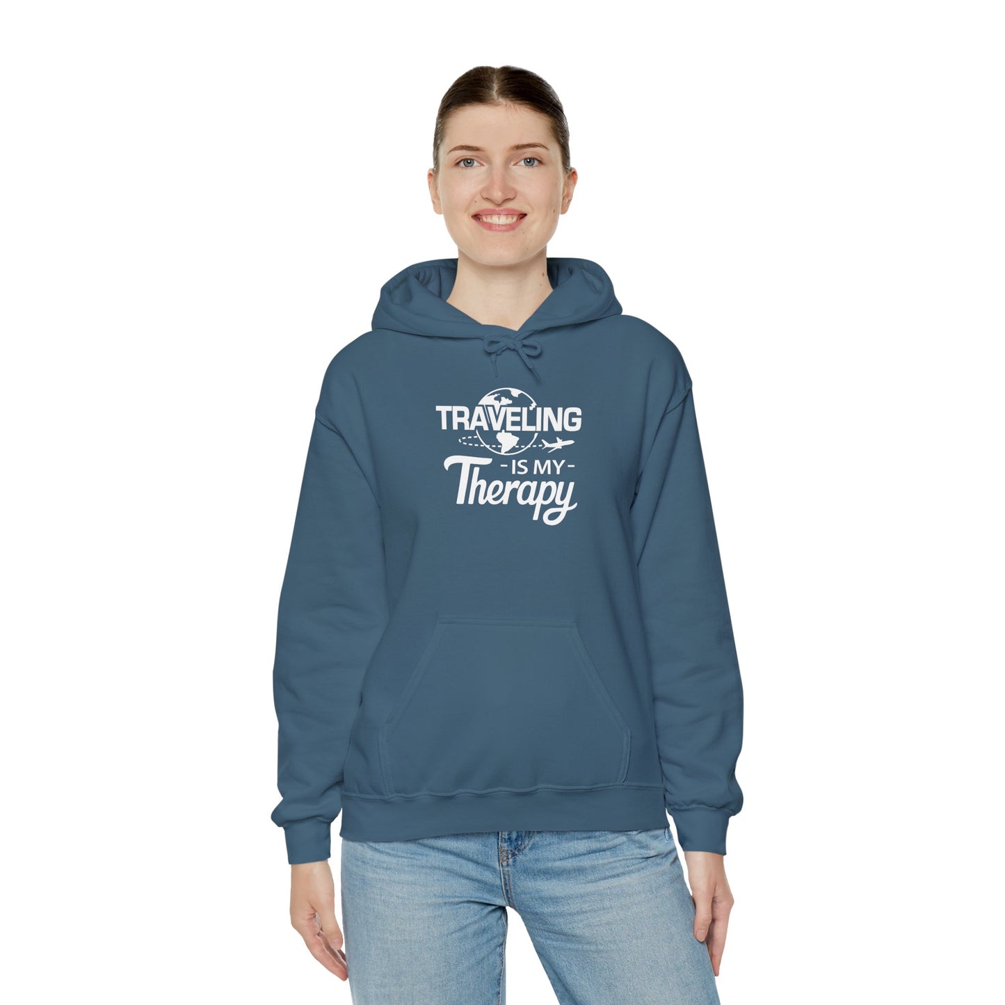 TRAVELING Is My Therapy HOODIE | Inspirational Unisex Hooded Sweatshirt for Travel Lovers | Gift for Explorers