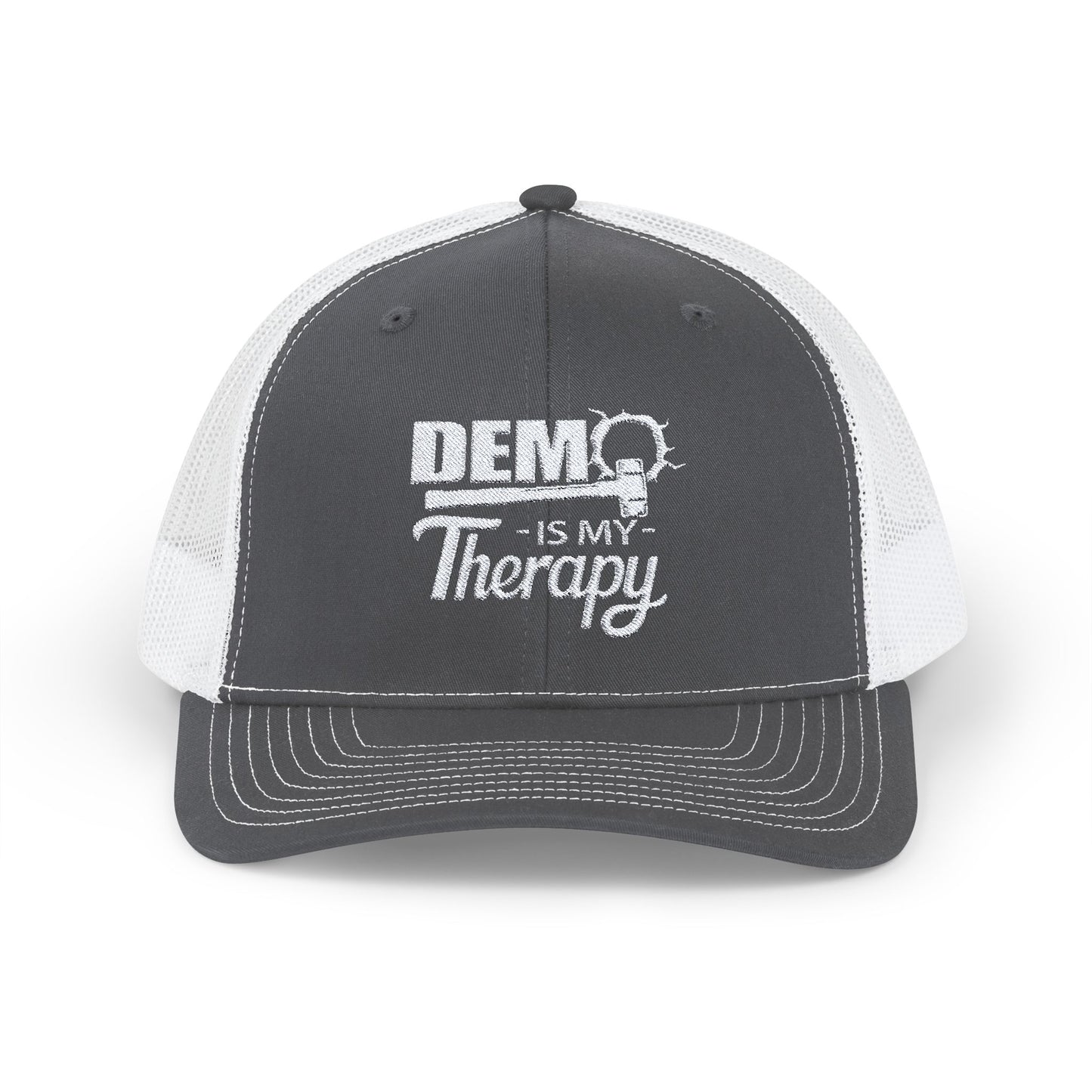 DEMO Is My Therapy EMBROIDERED HAT | Trucker Cap for Demolition Enthusiast | Gift for Construction Remodeling