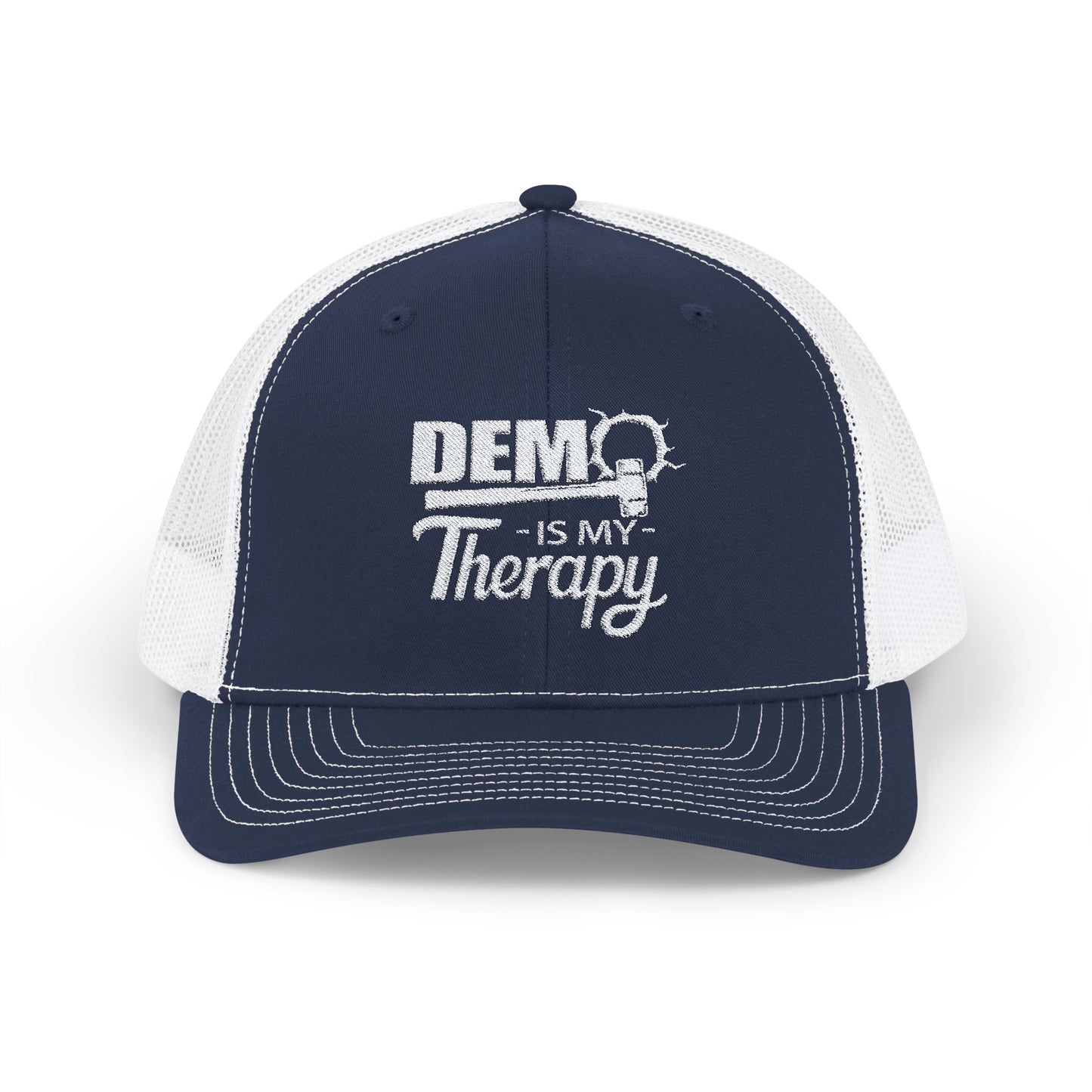 DEMO Is My Therapy EMBROIDERED HAT | Trucker Cap for Demolition Enthusiast | Gift for Construction Remodeling