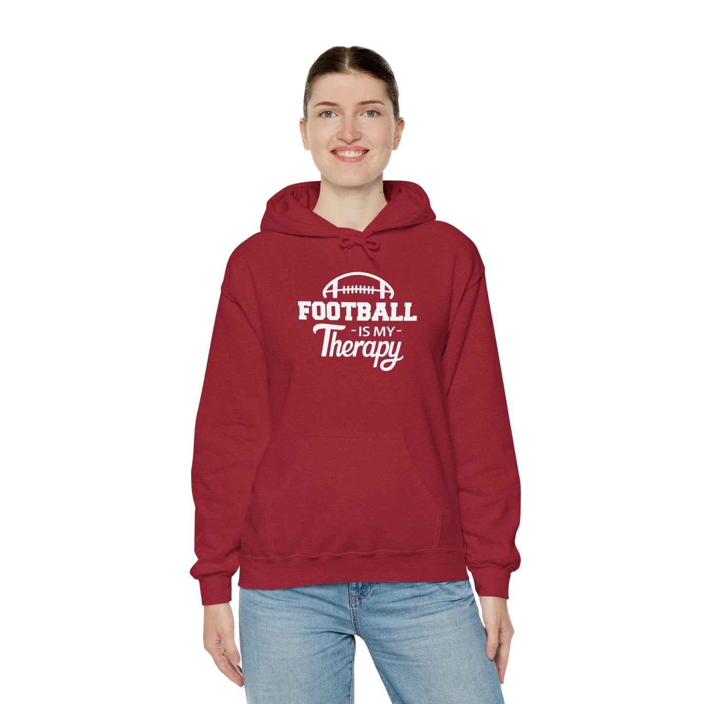 FOOTBALL Is My Therapy HOODIE | Inspirational Unisex Hooded Sweatshirt for Football Lover | Sports Fan Game Day Gift