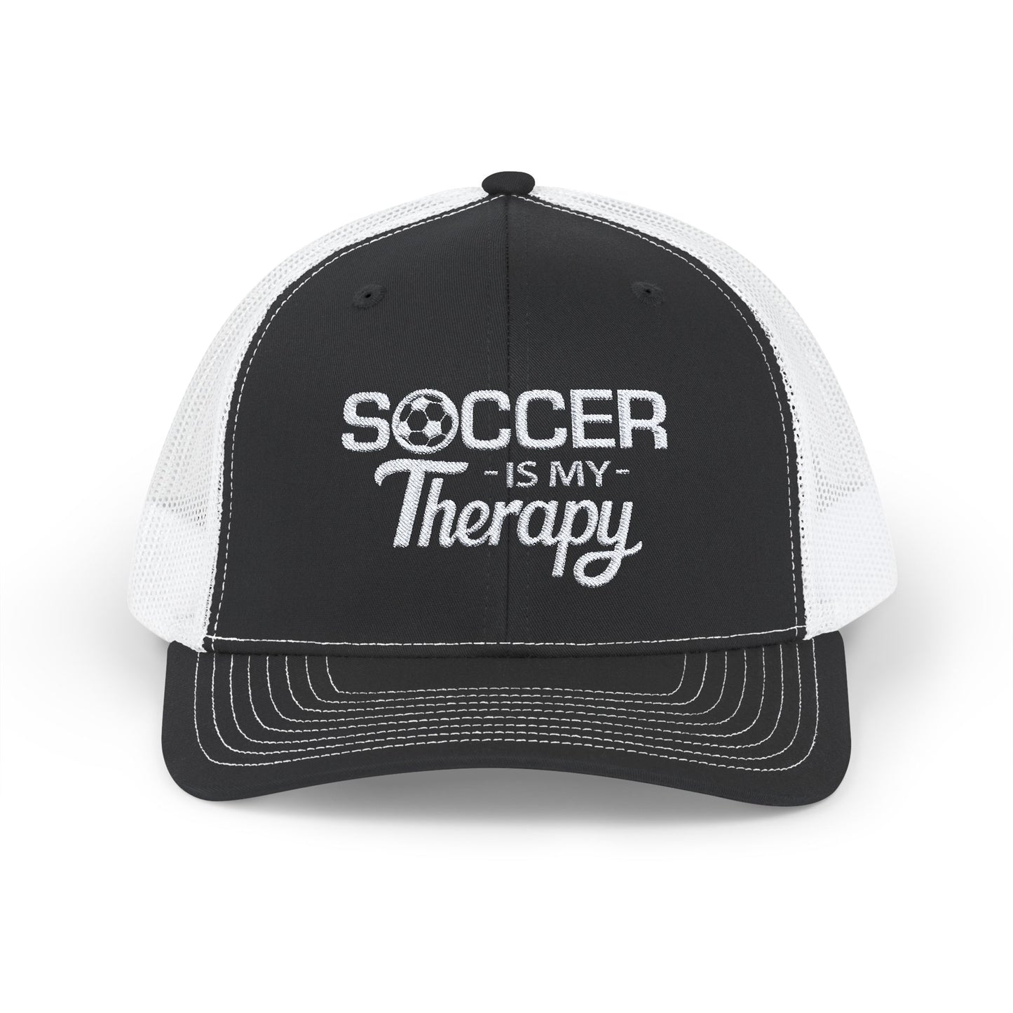 SOCCER Is My Therapy EMBROIDERED HAT | Trucker Cap for Soccer Lovers | Gift for Soccer Players, Coach