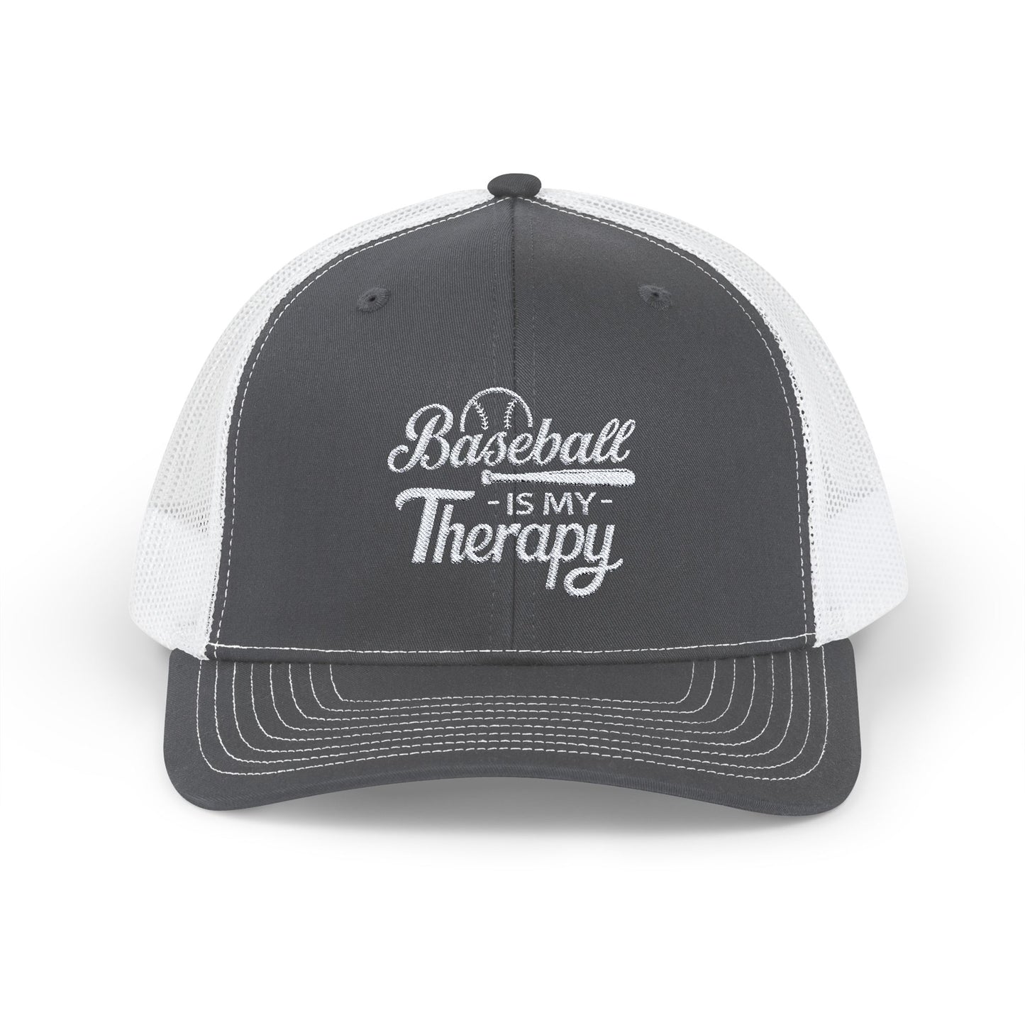 BASEBALL Is My Therapy EMBROIDERED HAT | Trucker Cap for Baseball Lovers | Gift for Baseball Players